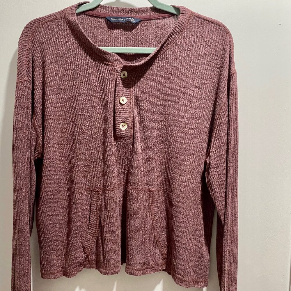Abercrombie Fitch Bordo Textured Knit Drop Sl. Y2K Oversized Cropped Boho Top M